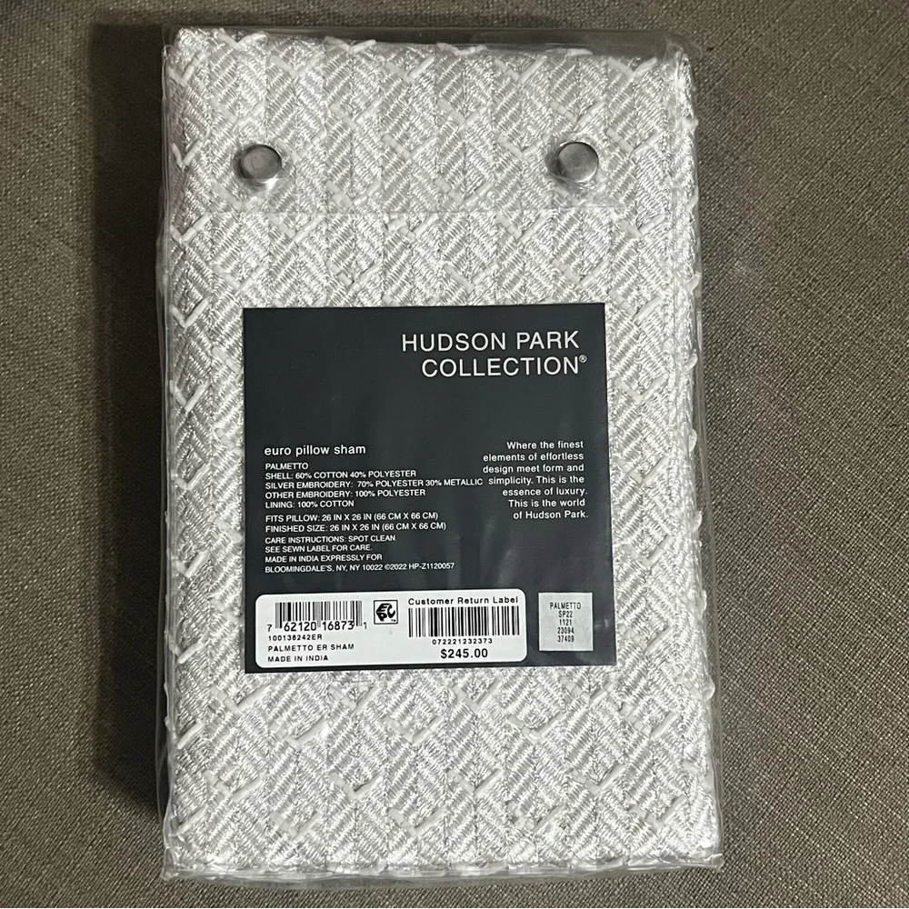 Hudson Park Collection Palmetto Cotton Silk Euro Sham, NEW $245